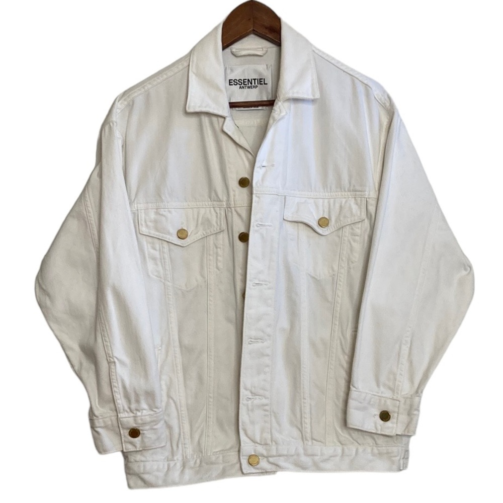 Essentiel Antwerp Jacket Womens Small White Jean Denim Oversized Baggy